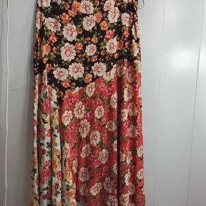 FARM Rio Asymmetrical Floral Skirt - Black, Pink, Cream